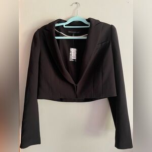 White House Black Market Black Cropped Blazer Suit Jacket, New with Tags, Sz 12
